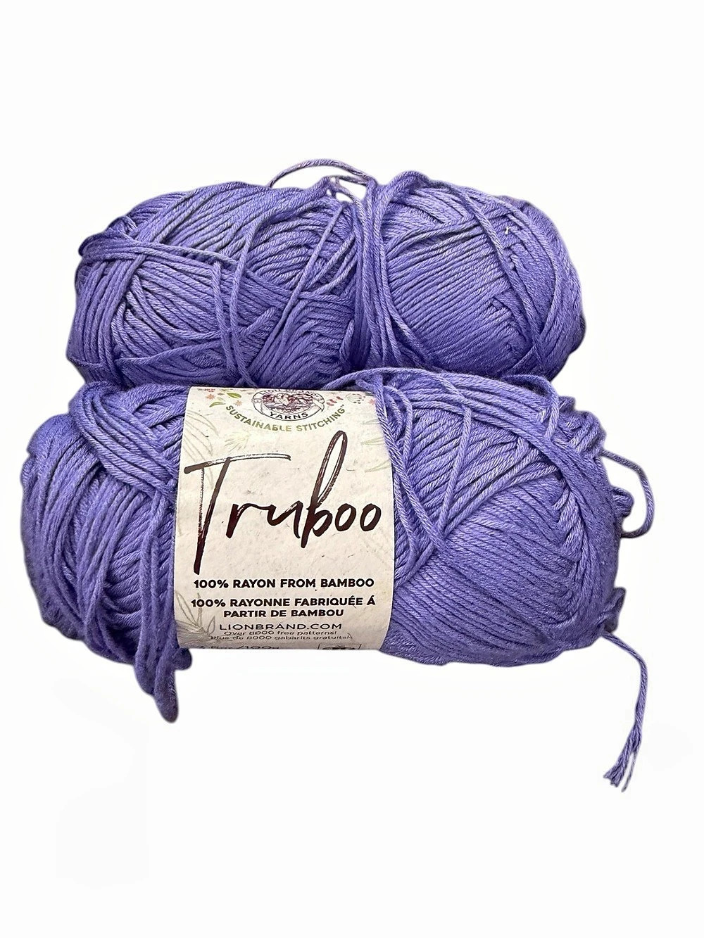 Lot Of 2 Lion Brand Yarn 837-146AG Truboo Yarn Purple Thidtle Bamboo Rayon
